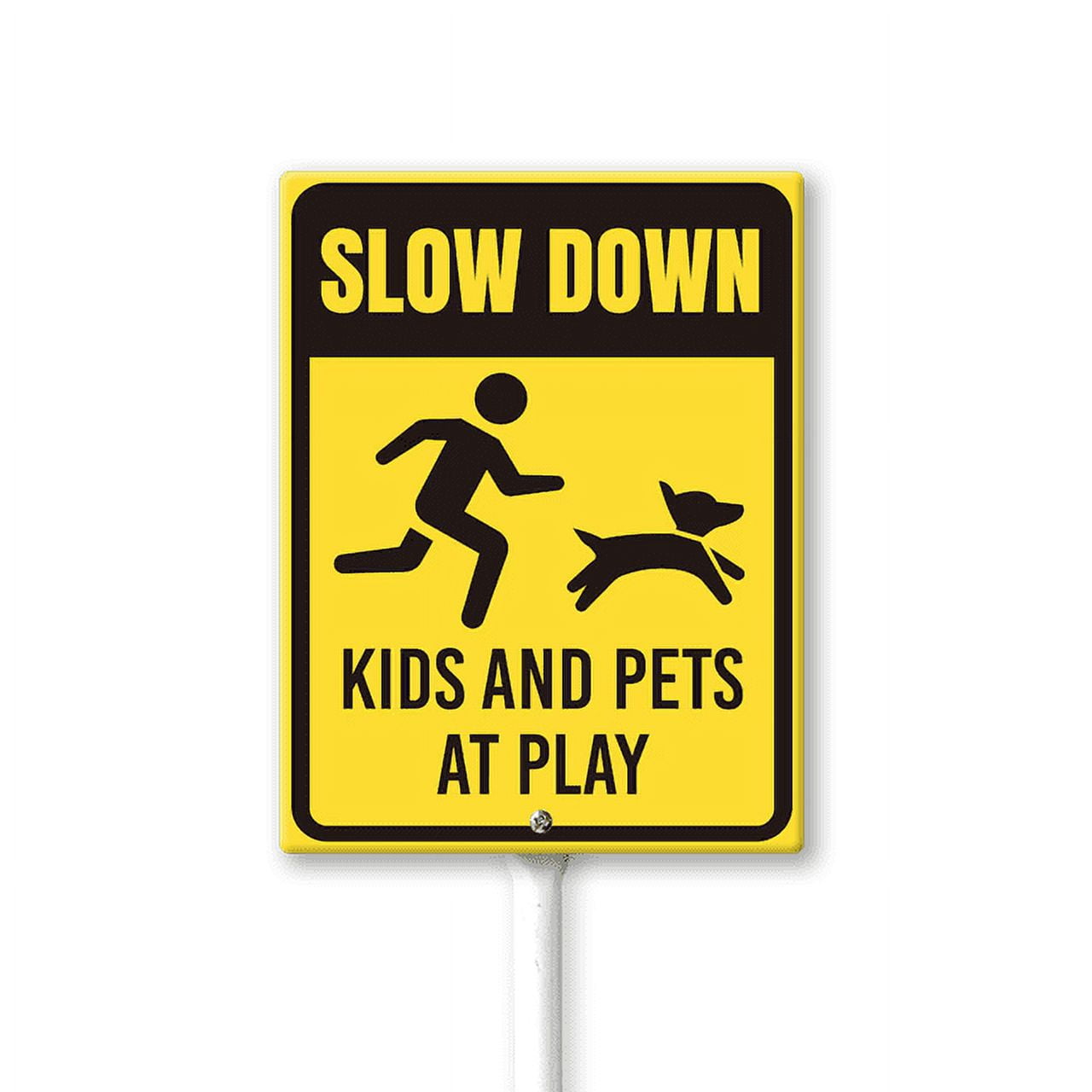 Slow Down Kids Spielen Schilder 2er Set - Doppelseitig 40,6x30,5cm | Metallpfähle Inklusive