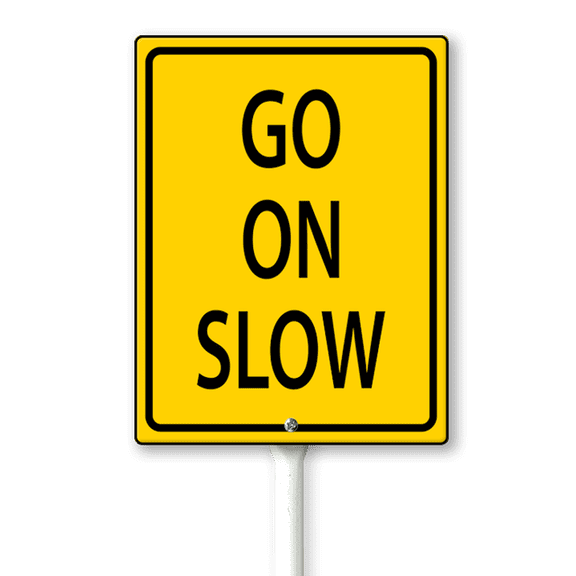 Eveokoki Slow Down Signs,Go On Slow Sign with Stake for Street - Safety Signs with 11.6 Inches Metal Stakes & 4.6"×6" Aluminum Sign, Fade Resistant, Easy to Install