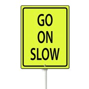 Eveokoki Slow Down Signs,Go On Slow Sign with Stake for Street - Safety Signs with 11.6 Inches Metal Stakes & 4.6" 6" Aluminum Sign, Fade Resistant, Easy to Install