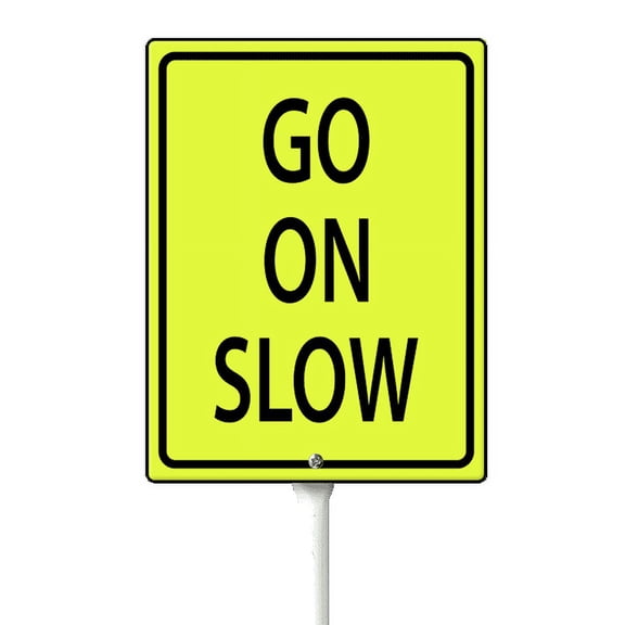 Eveokoki Slow Down Signs,Go On Slow Sign with Stake for Street - Safety Signs with 11.6 Inches Metal Stakes & 4.6"×6" Aluminum Sign, Fade Resistant, Easy to Install