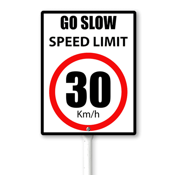 Eveokoki Slow Down Signs,Go Slow Speed Limit 30 Sign with Stake for Street - Safety Signs with 11.6 Inches Metal Stakes & 4.6"×6" Aluminum Sign, Fade Resistant, Easy to Install