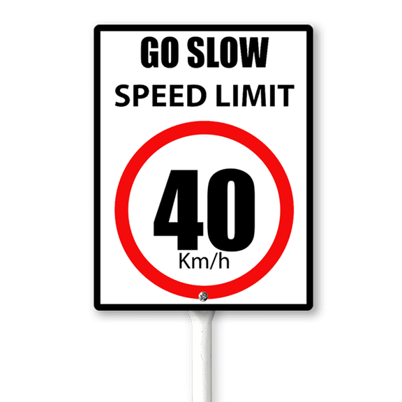 Eveokoki Slow Down Signs,Go Slow Speed Limit 40 Sign with Stake for Street - Safety Signs with 12.8 Inches Metal Stakes & 7"×8.8" Aluminum Sign, Fade Resistant, Easy to Install