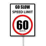 Eveokoki Slow Down Signs,Go Slow Speed Limit 60 Sign with Stake for Street - Safety Signs with 12.8 Inches Metal Stakes & 7" 8.8" Aluminum Sign, Fade Resistant, Easy to Install