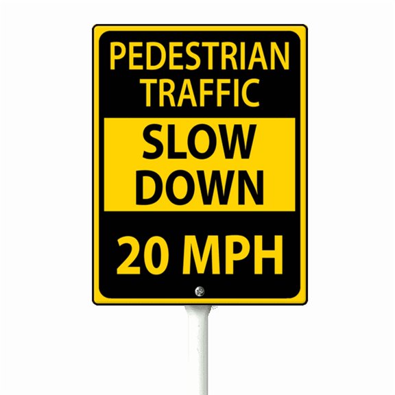 Eveokoki Slow Down Signs,Pedestrian Traffic Slow Down 20 Mph Sign with Stake for Street - Safety Signs with 11.6 Inches Metal Stakes & 4.6"×6" Aluminum Sign, Fade Resistant, Easy to Install