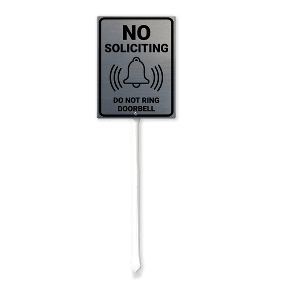 Eveokoki No Soliciting Sign for House - Metal No Soliciting Yard Sign - 8" x 12" - Aluminum No Soliciting Do Not Ring Doorbell Signs for Home - with 11.6" Long Stake