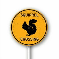 Eveokoki Squirrel Crossing Round Sign with Metal Stake -9.2x9.2inch Lawn Signs Sturdy Aluminum Retro Sign for Outdoor Use Waterproof Signs Outdoor Decor for Yard Grass Garden