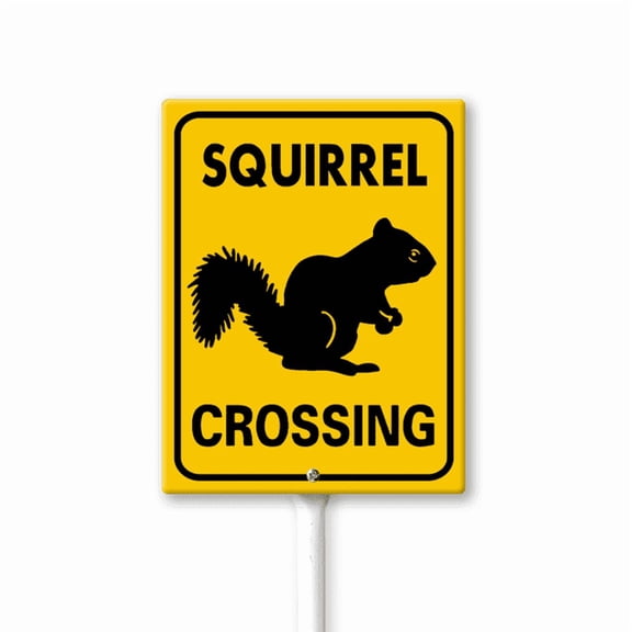 Eveokoki Squirrel Crossing Yard Sign with Stake 8x12inch Rustproof Aluminum Sign Outdoor Aluminum Sign for Lawn Yard Garden Decor, Easy to Install, Outdoor Use