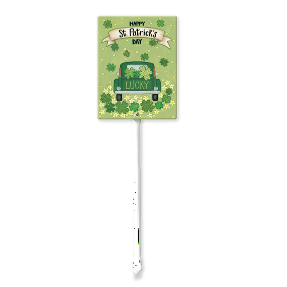Eveokoki St. Patrick's Day Yard Sign Decorations Lucky Truck Yard Sign Aluminum Outdoor Lawn Decor with Stakes Large Hiolday Porch Garden Patio Decor 17.6"