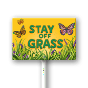 Eveokoki Stay Off Grass Sign with Metal Stakes, 12" x 8" Stay Off Grass Aluminum Signs, UV Protected, Weatherproof, Ink Printing, Fade Resistant, Easy to Mount