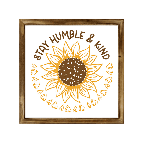 Eveokoki Stay Humble & Kind Sign 8 Inch, Rustic Farmhouse Decor for the Home Sign, Wall Decorations, Modern Farmhouse Wall Decor, Rustic Wall Hanging Sign with Solid Wood Frame