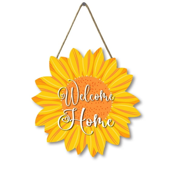 Eveokoki Summer Door Sign Sunflower Welcome Home Door Hanger Vintage Door Sign Front for Door Decoration Wreaths Decorations Door Hanging Farmhouse Porch Wall Outdoor 12"x12"