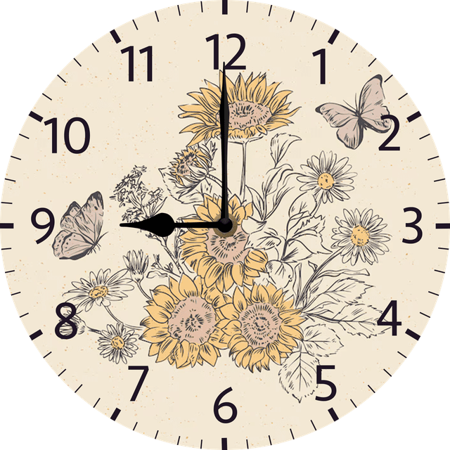 Eveokoki Sunflower Kitchen Decor Round Wall Clock 10 Inch Silent Non ...