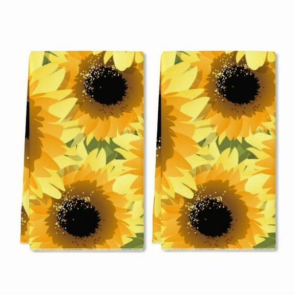 Eveokoki Sunflowers Kitchen Towels, Dish Towel Ultra Absorbent Fast Drying, Tea Towels 26x14 Inches for Cooking Baking Household Cleaning, Set of 2