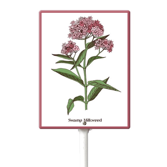 Eveokoki Swamp Milkweed Sign For Yard With Stake, Herb Yard Sign, Lawnmower Sign, Lawn Sign, Sturdy Aluminum Sign Waterproof,Fade Resistant,Easy Install Outdoor Use 4.6X6Inch