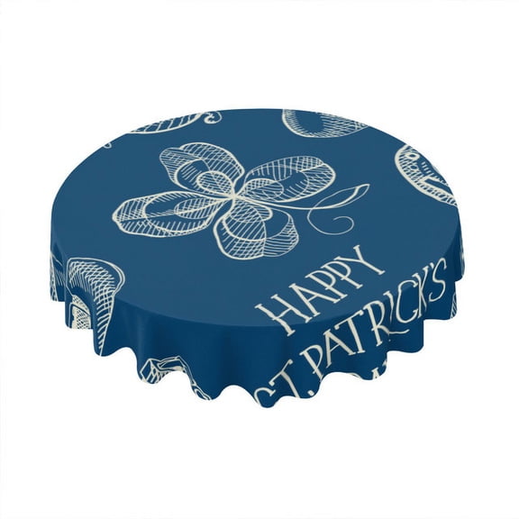 Eveokoki Tablecloth Round 60 Inch Blue St Patricks Day Table Cloth Farmhouse St Patrick's Day Tablecloth for Kitchen Holiday Picnic Party Dinner Room Outdoor Decor