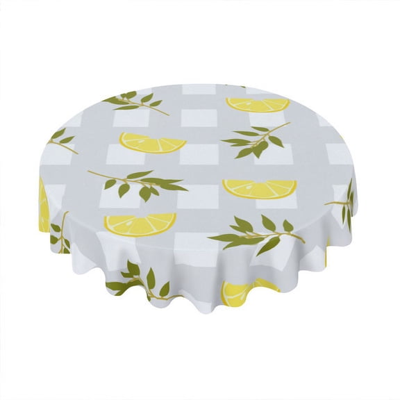 Eveokoki Tablecloth Round 60 Inch Watercolor Table Cloth Waterproof Fabric Farmhouse Lemon Tablecloths Decorative for Holiday Home Party
