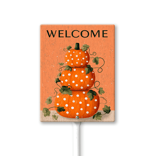 Eveokoki Thanksgiving Yard Sign Aluminum Fall Pumpkin Yard Stakes 7x8.8Inch Garden Decorations Welcome Sign for Autumn Harvest Outdoor Lawn Patio Walkway Decor