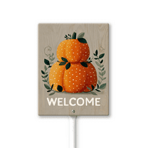 Eveokoki Thanksgiving Yard Sign Aluminum Fall Pumpkin Yard Stakes 8x12Inch Garden Decorations Welcome Sign for Autumn Harvest Outdoor Lawn Patio Walkway Decor