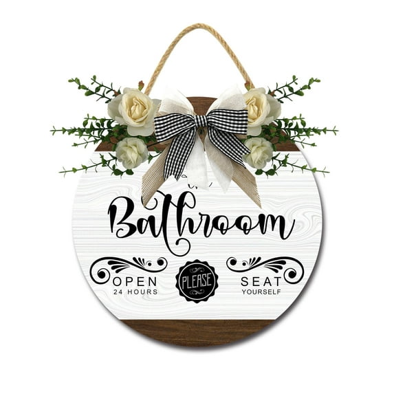 Eveokoki The Bathroom Signs for Bathroom Decor- Modern Farmhouse Bathroom Decor Wall Art- Funny Bathroom Wooden Sign Home Décor,12In