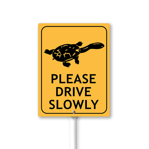 Eveokoki Turtle Please Drive Slowly Sign With Stake For Neighborhoods Garden Aluminium Caution 7x8.8inch Farm Decorations Yard Lawn Walkway Decorations Animal Signs