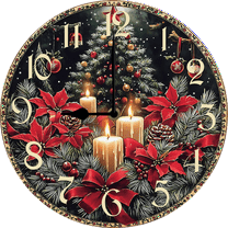 Eveokoki Vintage Christmas Wood Wall Clock Frameless Battery Operated Silent Quartz Rustic Farmhouse Round Vintage Clocks for Home Living Room Office Christmas Decorations 10 in