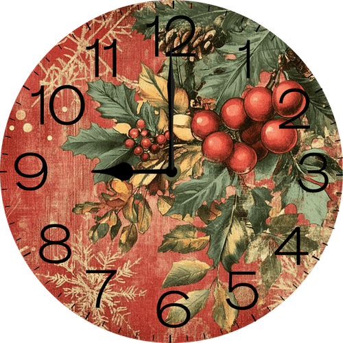 Eveokoki Vintage Christmas Wood Wall Clock Frameless Battery Operated Silent Quartz Rustic Farmhouse Round Vintage Clocks for Home Living Room Office Christmas Decorations 10 in