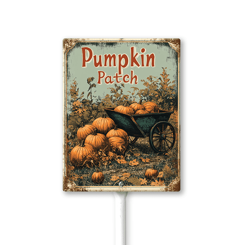 Eveokoki Vintage Pumpkin Patch Yard Sign 7x8.8inch Pumpkin Decor Fall Signs For Outdoor & Indoor Aluminum Lawn For Autumn Thanksgiving Ground Decorations
