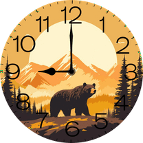 Eveokoki Wall Clock,Bear Standing On A Hill In The Mountains Kitchen Decor and Accessories, Decorative Battery Operated Clocks for Living Room Bedroom Bathroom Farmhouse, 10 Inch