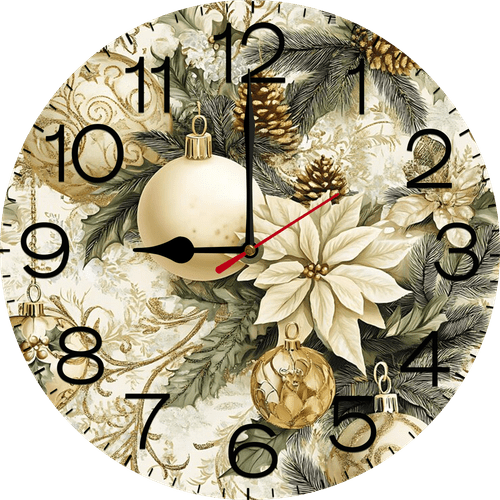 Eveokoki Wall Clock Ornaments Pine Cones Silent Non Ticking Wall Clocks Wood Battery Operated Decorative for Bathroom Kitchen Living Room Vintage Round 10 inch