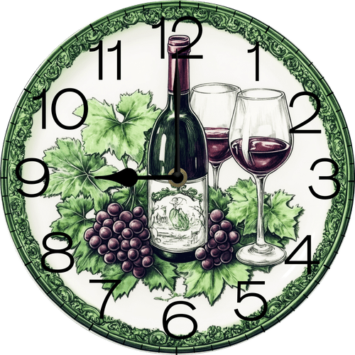Eveokoki Wall Clock Wine Grape Wood Battery Operated Silent Non-Ticking Clock Decorative for Home Kitchen Living Room Office Bathroom Bedroom 10 Inch