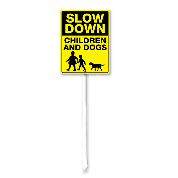Eveokoki Watch For Children Safety Signs for Street with Stakes, 7"x8.8" Aluminum Caution Kids Playing Traffic Crossing Sign