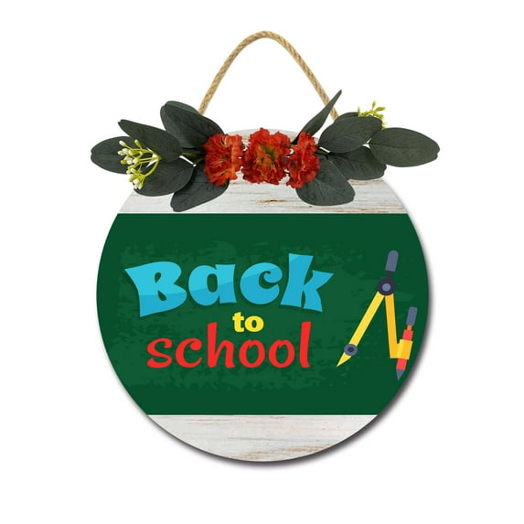 Eveokoki Welcome Back To School Door Sign Classroom Door Hanger Back to School Decorations for Pre School,Elementary and Middle School，Wreaths Decor Sign Front Door