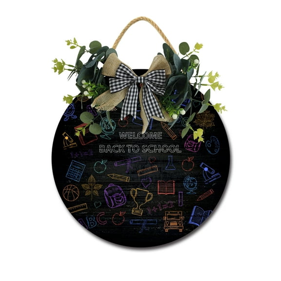 Eveokoki Welcome Back To School Door Sign Classroom Door Hanger Back to School Decorations for Pre School,Elementary and Middle School，Wreaths Decor Sign Front Door