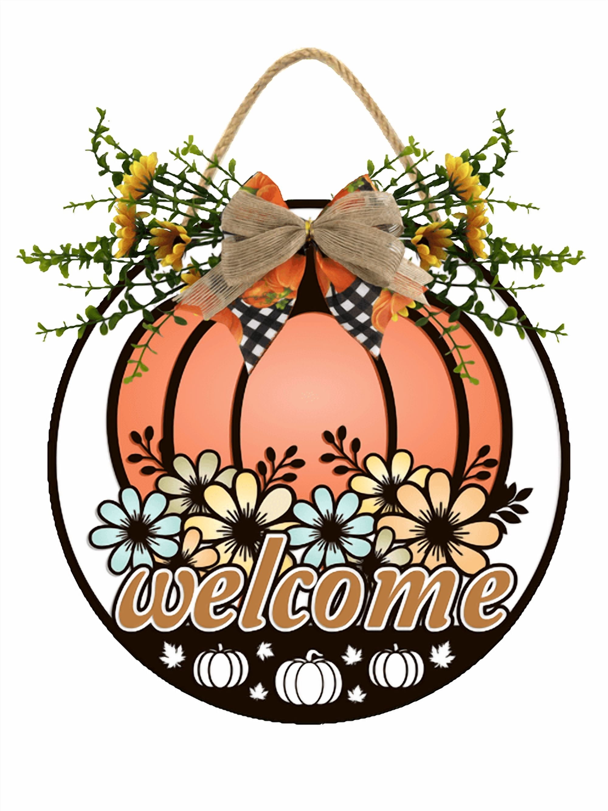 Welcome Sign Fall Decor Eveokoki Welcome Fall Pumpkin Hanging Sign Front Door Decor Fall ...