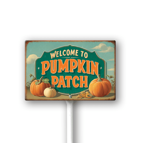 Eveokoki Welcome To Pumpkin Patch Decorations Yard Sign Decorative Garden Stakes Aluminum Outdoor Lawn Signs for Halloween Party Yard Lawn Garden Decorations