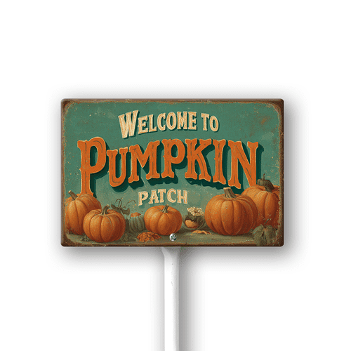 Eveokoki Welcome To Pumpkin Patch Decorations Yard Sign Decorative Garden Stakes Aluminum Outdoor Lawn Signs for Halloween Party Yard Lawn Garden Decorations