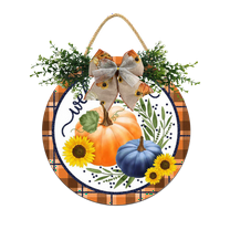 Eveokoki Welcome Pumpkins Hanging Sign Front Door Decor Fall Decorative Wooden Sign Rustic Porch Decoration for Home Office Garden Farmhouse 11 Inch