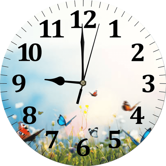 Eveokoki Wildflower Butterfly Wood Wall Clock Silent Non-Ticking Battery Operated Clocks, Spring Floral Round Clock for Home Living Room Office School Kitchen Bedroom Bathroom Wall Decor 10 Inch