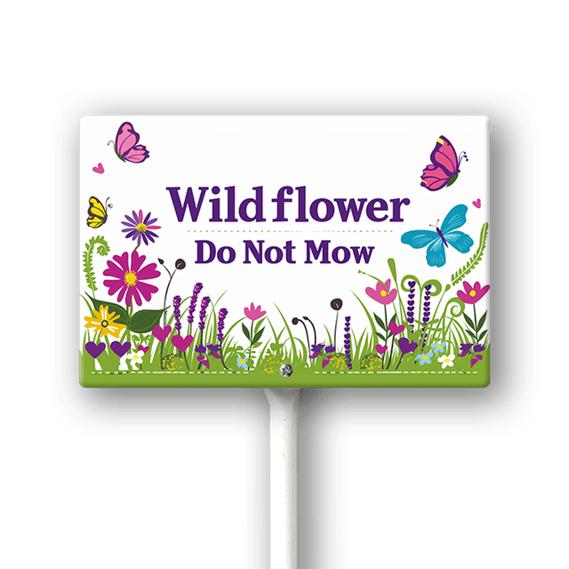 Eveokoki Wildflower Do Not Mow Sign with Metal Stake 8 x 12 Inches No