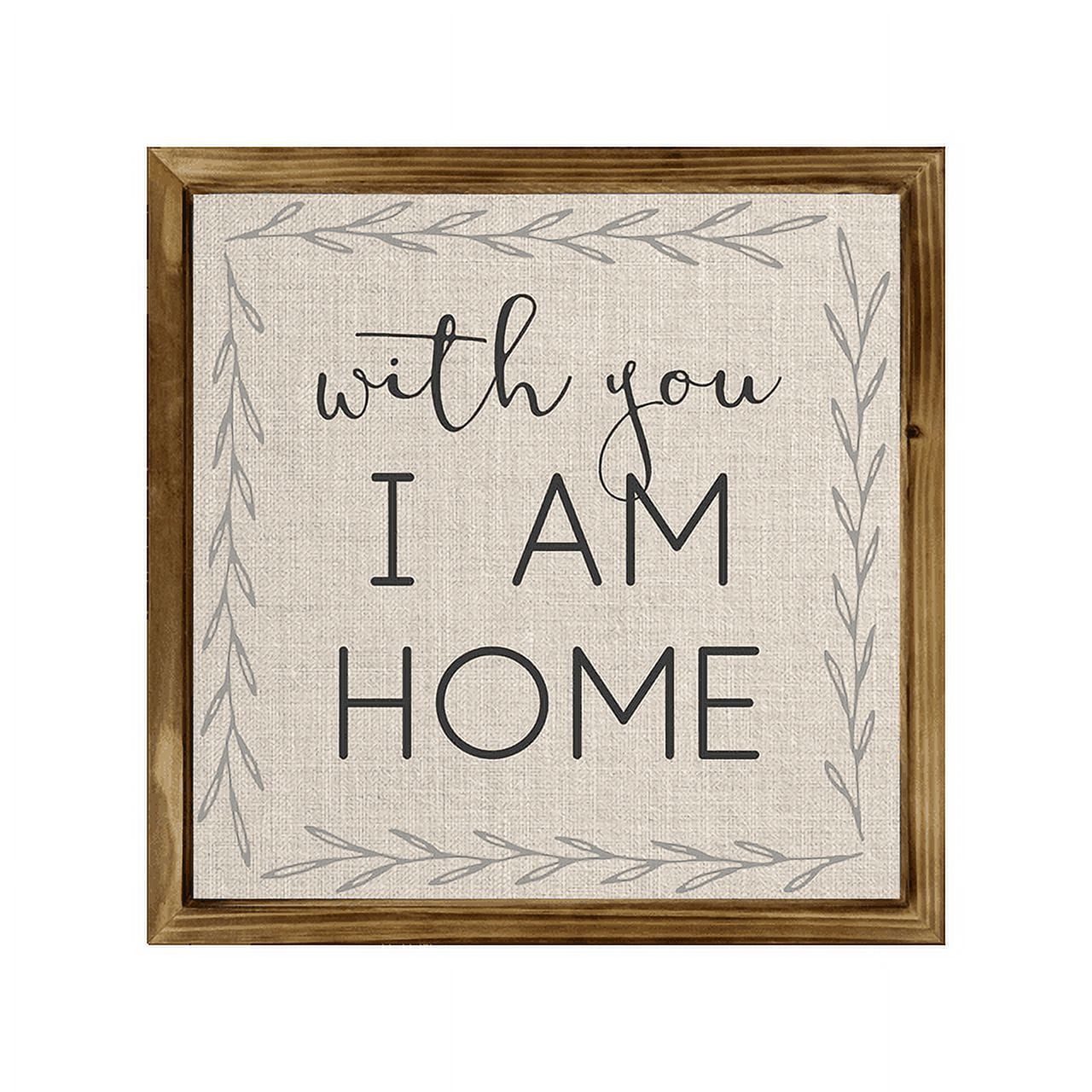 Eveokoki With You I Am Home Square Rustic Wood Signs,Vintage Wooden