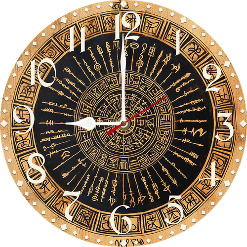 Eveokoki Wooden Clocks for Walls 10 inch - Ancient Symbols Wall Clock Battery Operated - Rustic Wood Clocks Silent Non Ticking for Kitchen Office Bedroom Living Room Decor