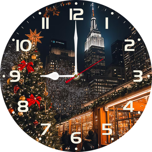 Eveokoki Wooden Clocks for Walls 10 inch - Christmas Lights With Clock Tower Wall Clock Battery Operated - Rustic Wood Clocks Silent Non Ticking for Kitchen Office Bedroom Living Room Decor