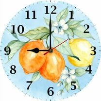 Eveokoki Wooden Wall Clock Silent Non-Ticking,Lemon Vintage Round Wall Clocks Decor for Home Kitchen Living Room Office, Battery Operated(10 Inch)
