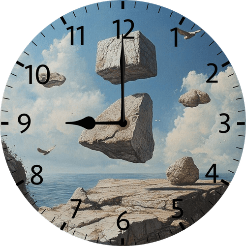 Eveokoki Wooden Wall Clock Silent Non-Ticking, Wood Old Retro Vintage Wooden Odd Drifting Rocks Wall Clocks Decor for Home Kitchen Living Room Office, Battery Operated(10 Inch)