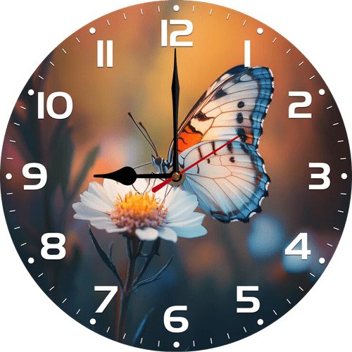 Eveokoki Wooden Wall Clocks Butterfly Roosted On A Blossoming Bloom Clock Retro Vintage Round Clock Home Decorative Country Non -Ticking Silent Quiet 10 Inch