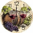 thumbnail image 1 of Eveokoki Wooden Wine Wall Clock Silent Non Ticking,Round Grape Retro Clocks Battery Operated Watercolor Vintage Desk Clock 10 Inch Quartz Analog Quiet Bedroom Living Room Home Decor, 1 of 4