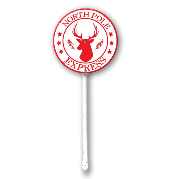 Eveokoki Yard Sign with Stakes North Pole Express Lawn Sign Colorful Lawn Patio Yard Decorations for Holiday Party Home Lawn Pathway Walkway Decorations Supplies