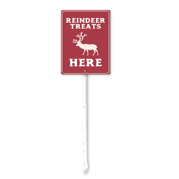 Eveokoki Yard Sign with Stakes Reindeer Treats Here Lawn Sign Colorful Lawn Patio Yard Decorations for Holiday Party Home Lawn Pathway Walkway Decorations Supplies, 17.6"
