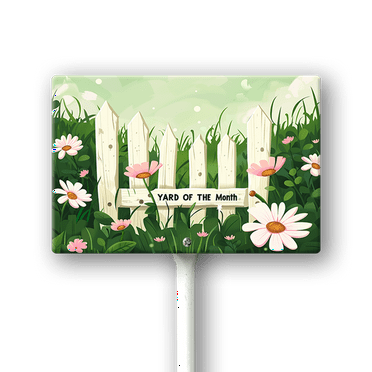 Eveokoki Yard of The Month Lawn Yard Sign 12" x 8" Aluminum Yard Signs with Metal Stakes