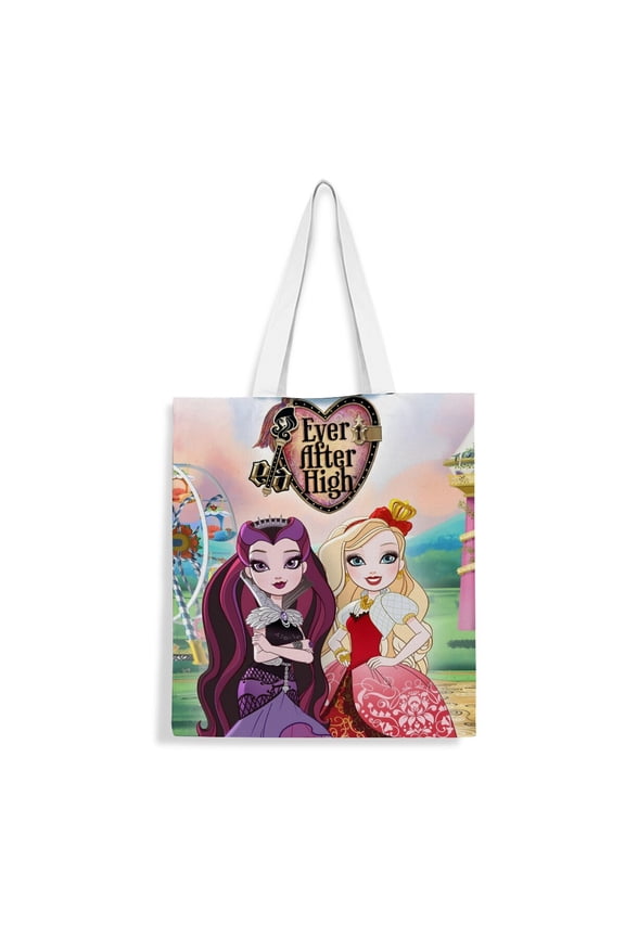 Ever After High-theme canvas Tote Bag for Women Aesthetic Shopping Grocery Reusable Bags with Inner Zipper Women Gift 13.8 x 15.8 inches35x40cm